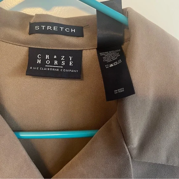Liz Claiborne Crazy Horse Stretch Long Sleeve Button Down Shirt Tan - Picture 5 of 5